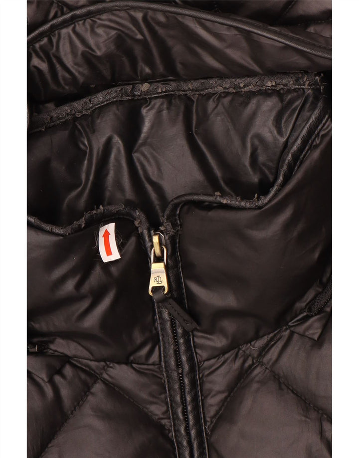 Ralph Lauren Wattierte Damenjacke mit Kapuze, UK 10, Größe S, Schwarz, Polyester