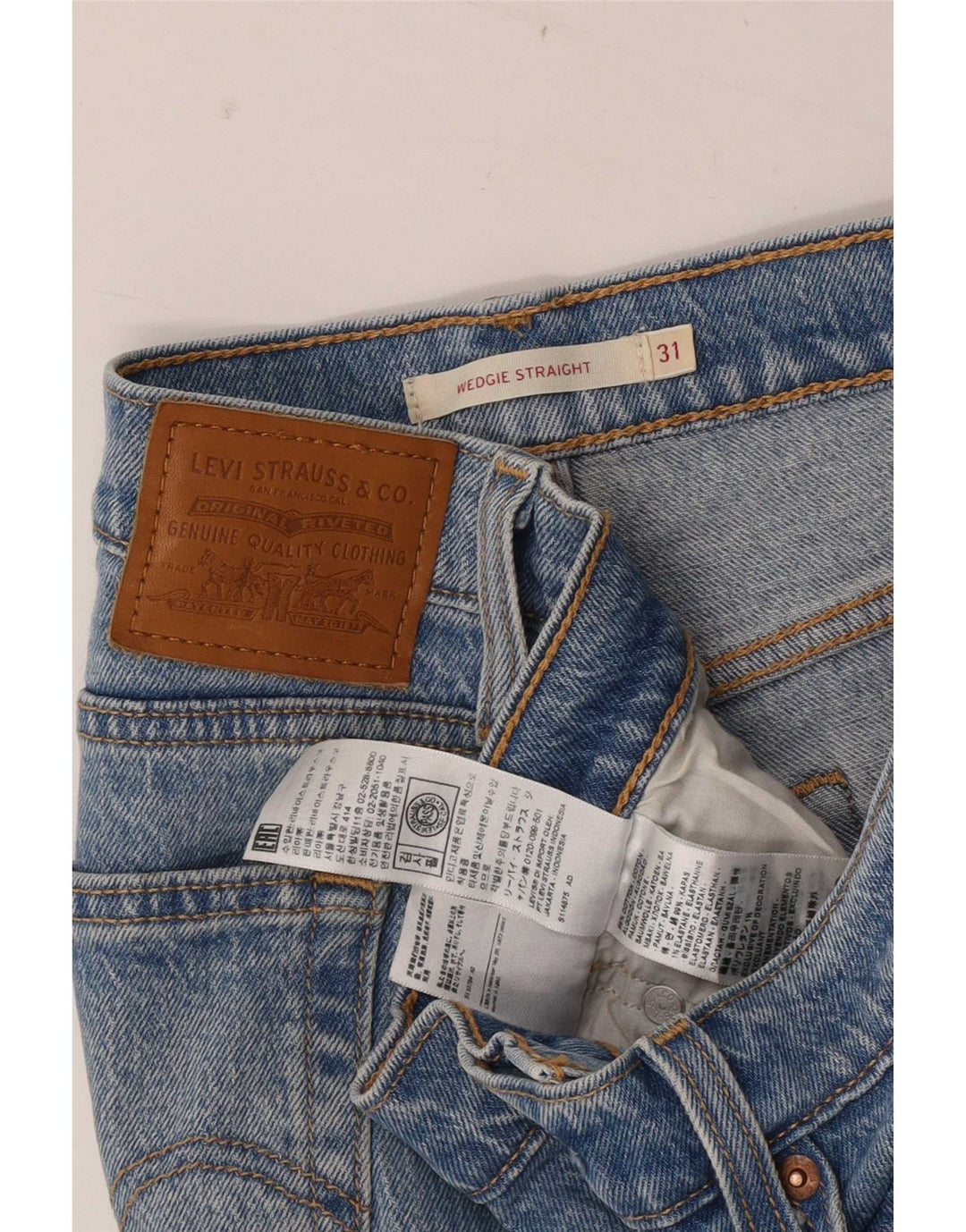 Levi's Damen Wedgie Straight Jeans W31 L28 Blaue Baumwolle
