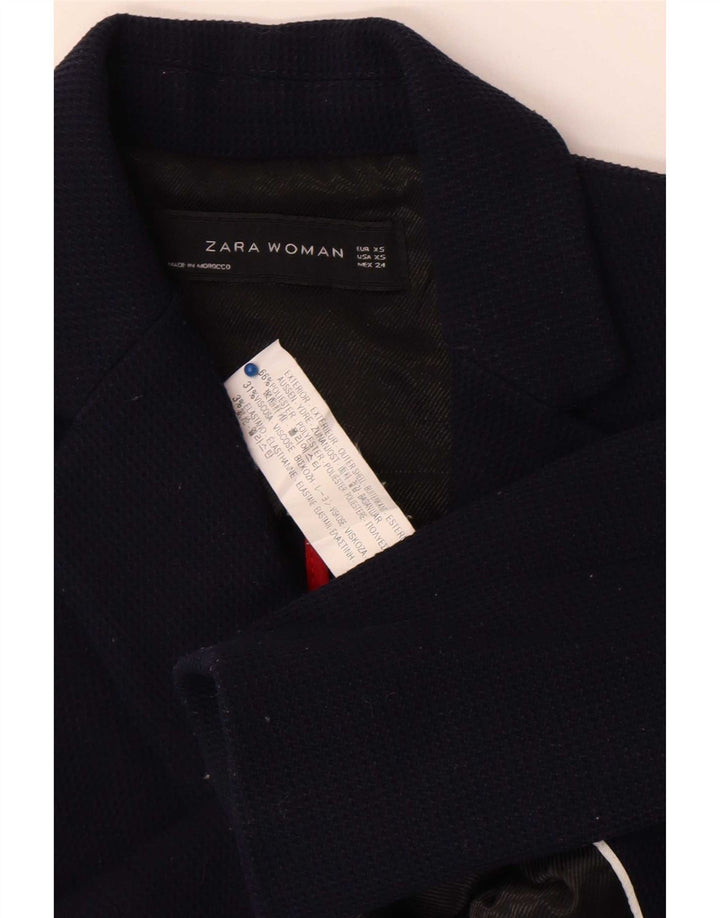 Zara Damen 1-Knopf-Blazerjacke UK 6 XS Marineblau Polyester