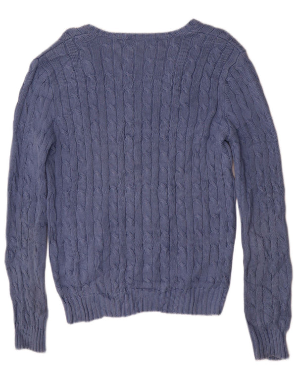 Ralph Lauren Damen-Pullover mit V-Ausschnitt, UK 16, Größe L, blau, Baumwolle