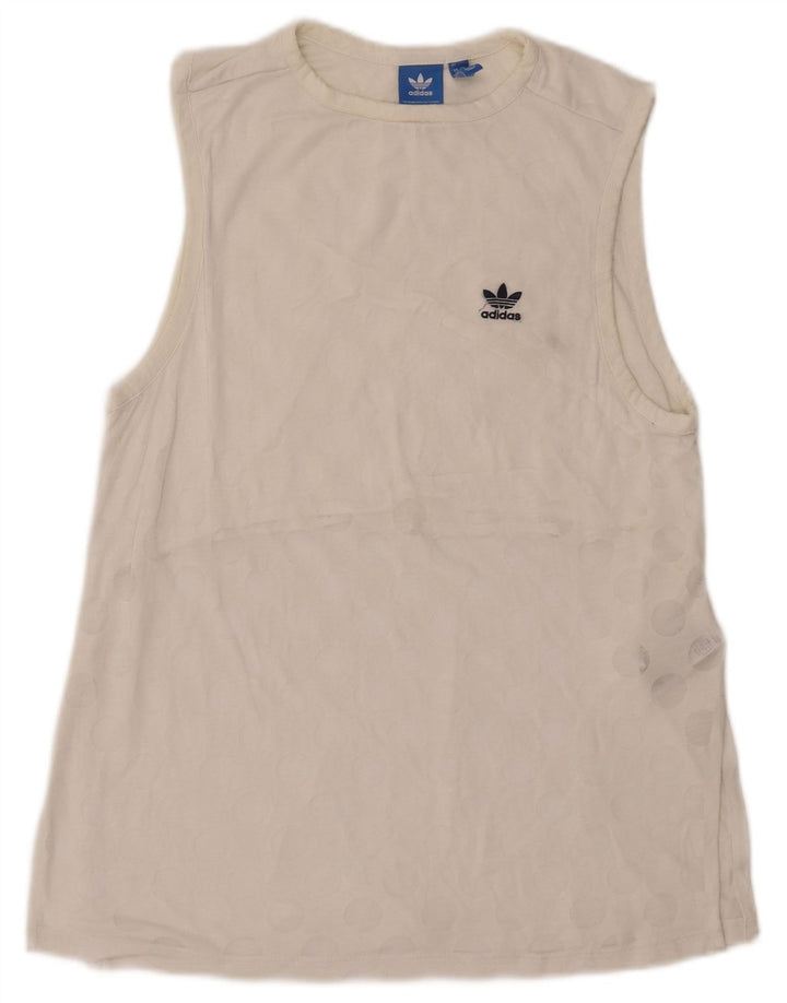 ADIDAS Damen Weste Top UK 10 Small Weiß Geometrisch Polyester