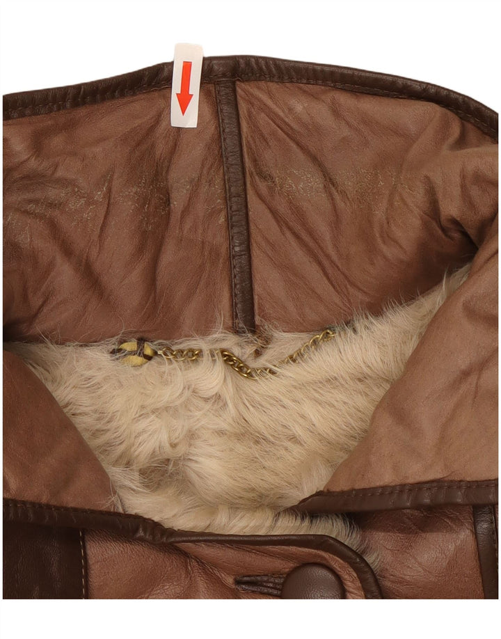 Vintage Damen Ledermantel UK 14 Mittelbraun