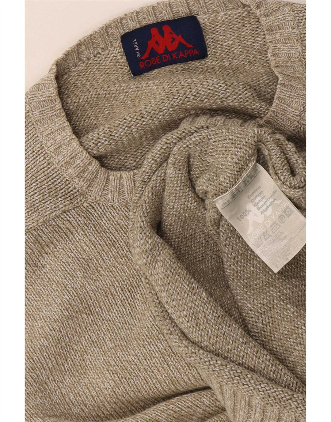 Kappa Herren-Pullover mit Rundhalsausschnitt, groß, beige Baumwolle