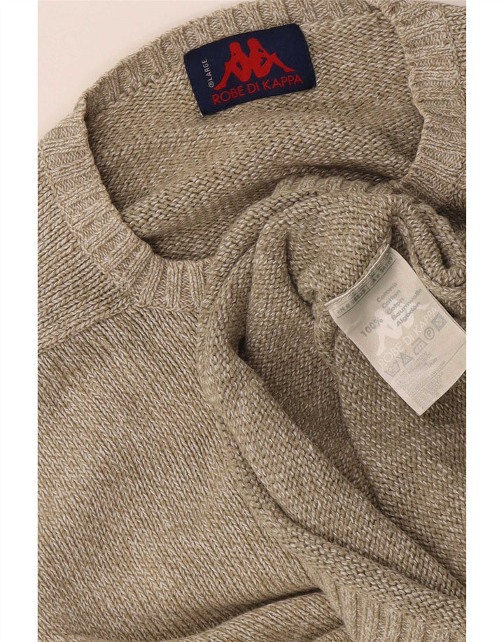 Kappa Herren-Pullover mit Rundhalsausschnitt, groß, beige Baumwolle