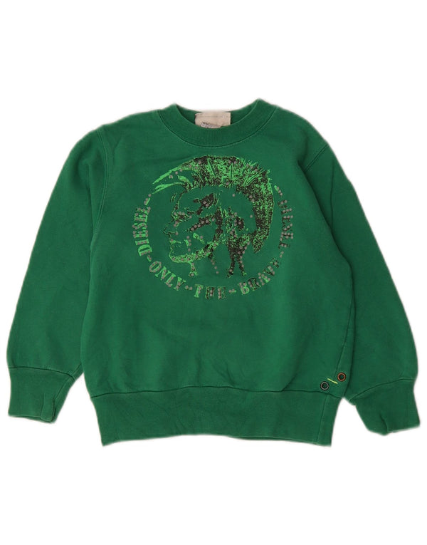 DIESEL Jungen-Sweatshirt mit Grafik, 5–6 Jahre, grüne Baumwolle