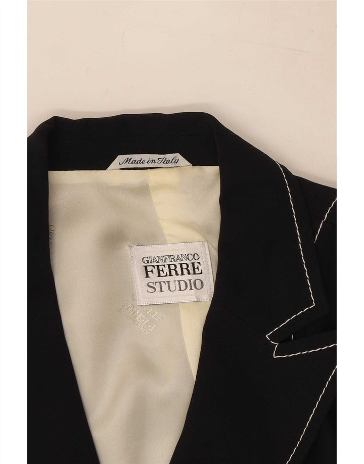 Gianfranco Ferre Damen Blazer Jacke UK 14 Mittel Marineblau gestreift