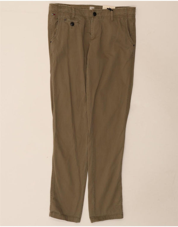 Tommy Hilfiger Damen Slim Freizeithose W28 L32 Khaki Baumwolle