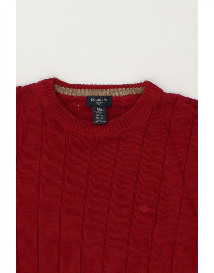 DOCKERS Mens Boat Neck Jumper Sweater Large Red Cotton Vintage Dockers and Second-Hand Dockers from Messina Hembry 