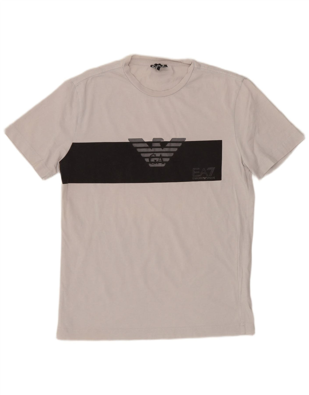 EMPORIO ARMANI Herren-T-Shirt mit Grafik, Größe S, weiße Farbblock-Baumwolle