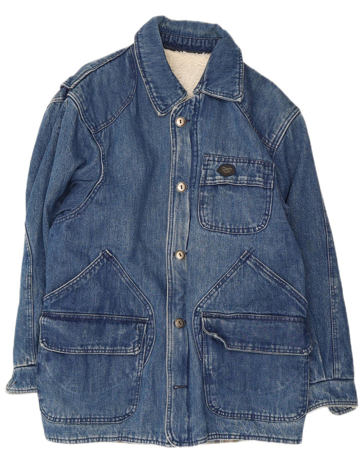 POP 84 Herren Sherpa Denim Mantel UK 36 Small Blau Polyester