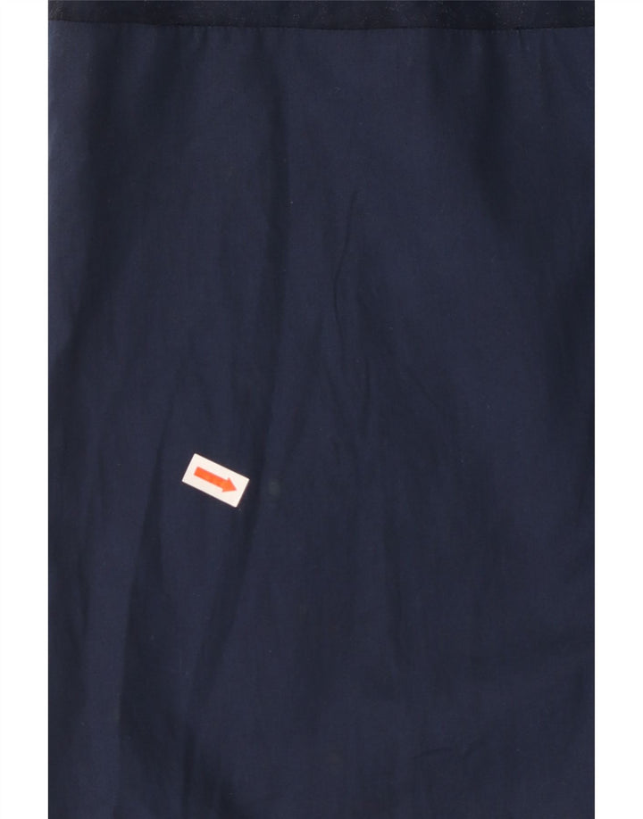 VINTAGE Damen-Hemd UK 14 Mittelmarineblaues Colourblock-Polyester