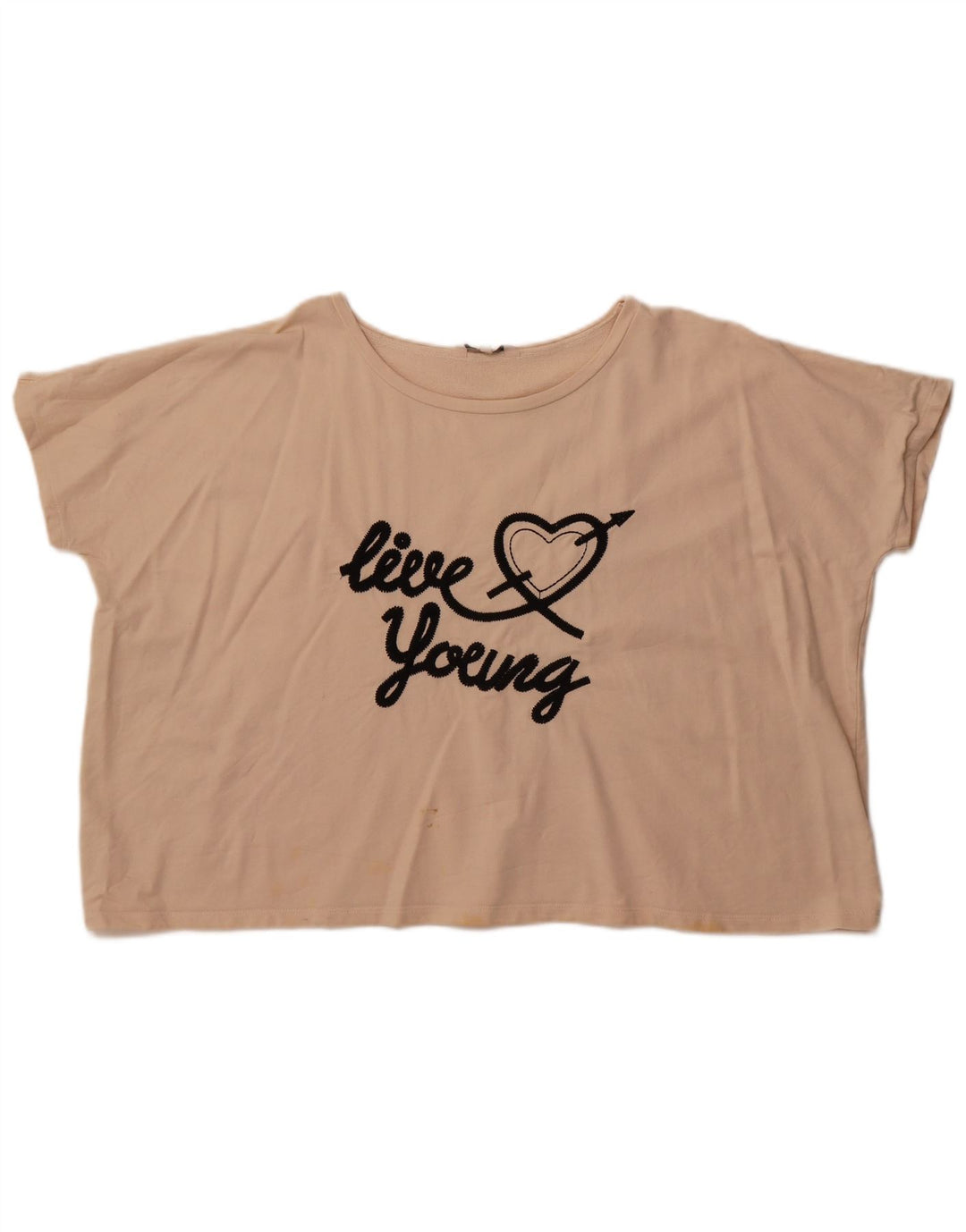 French Connection Damen Crop Graphic T-Shirt Top UK 14 Mittelbeige Baumwolle