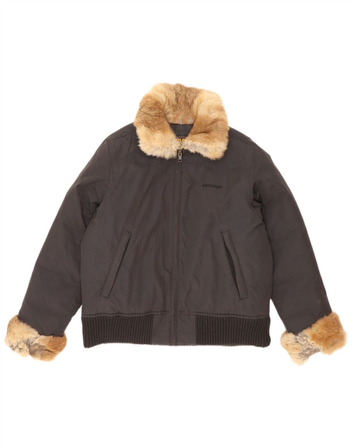 Woolrich Damen Wattierte Jacke UK 14 Mittelschwarzes Colourblock-Nylon