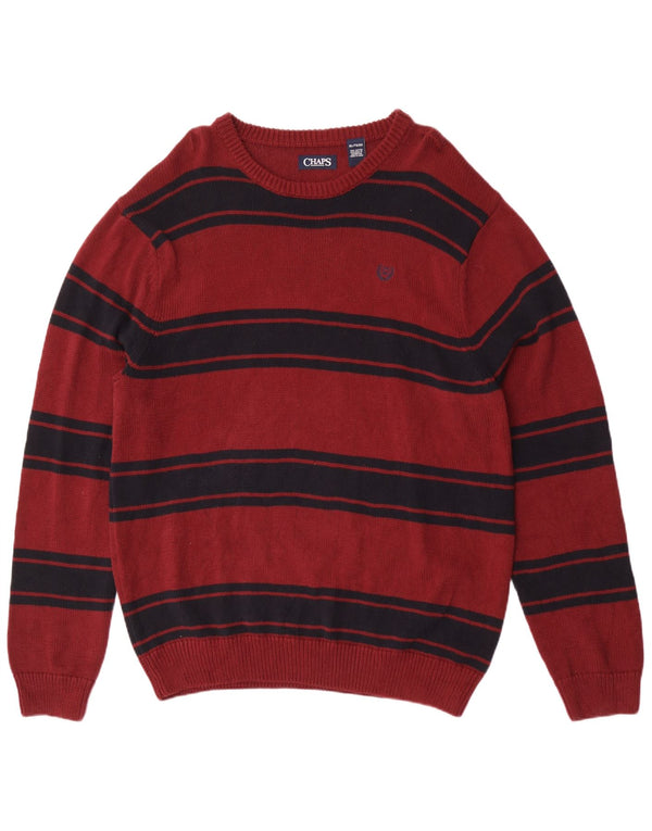 Chaps Herren-Pullover mit U-Boot-Ausschnitt, XL, kastanienbraun, gestreift, Baumwolle