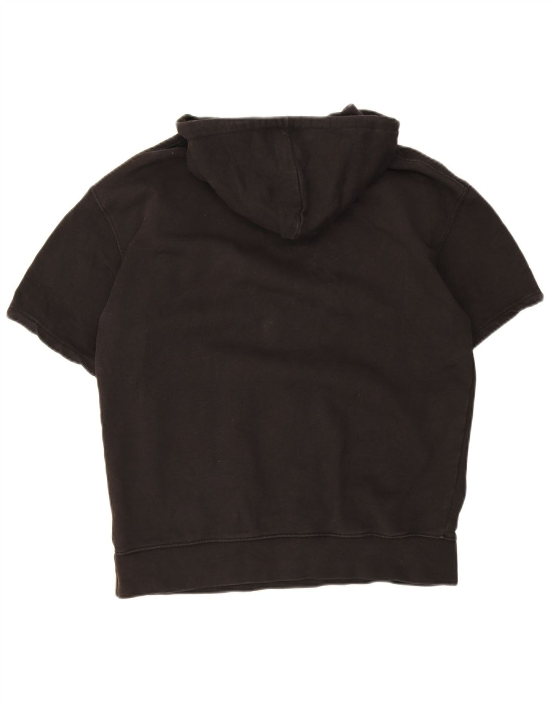 Zara Herren Kurzarm-Hoodie-Pullover aus mittelschwarzer Baumwolle