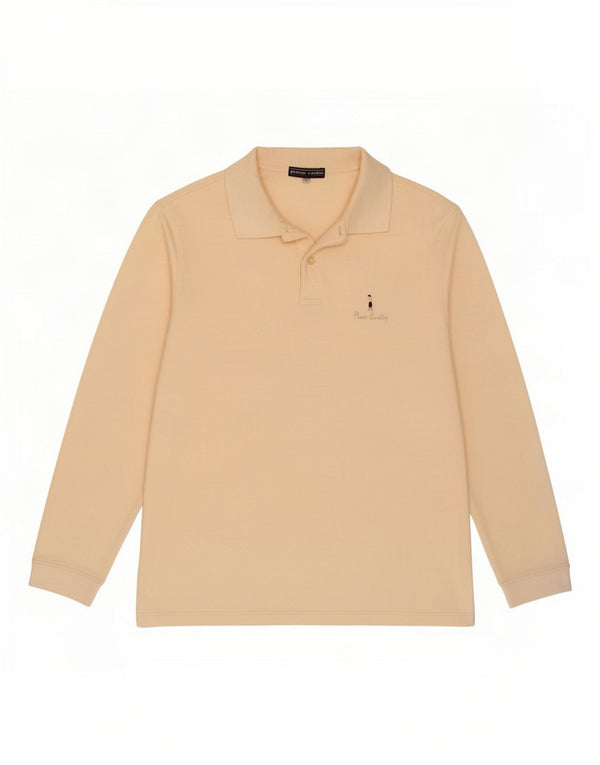 Pierre Cardin Herren-Poloshirt, langärmelig, groß, beige, Baumwolle
