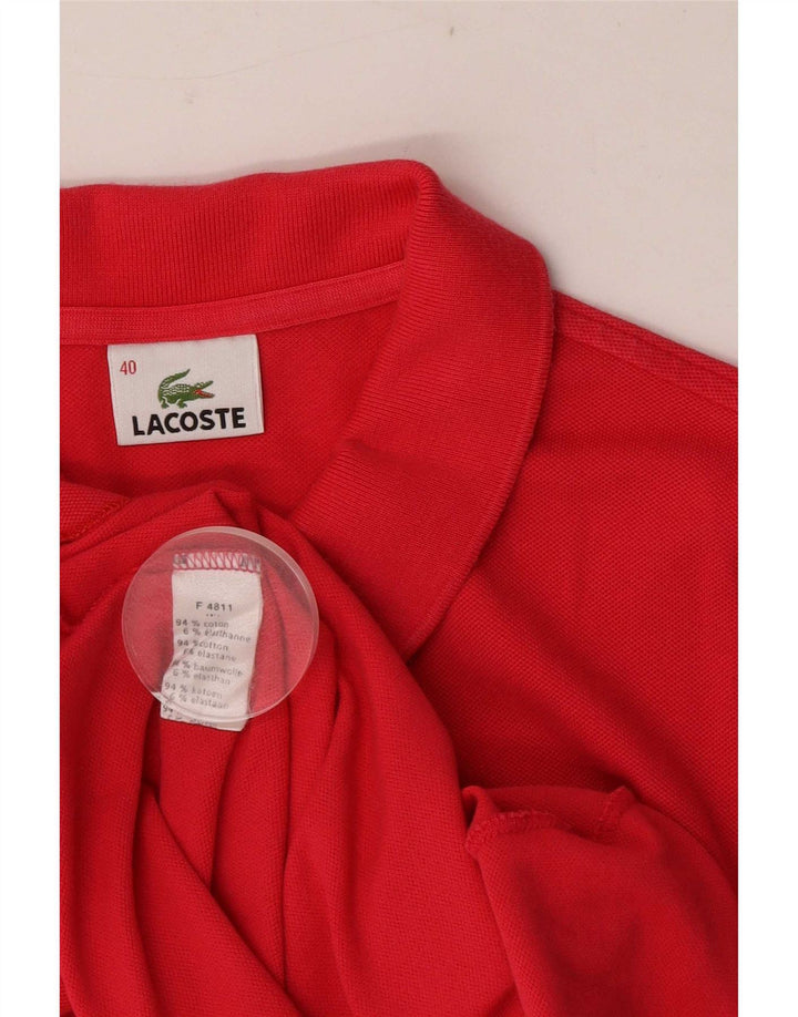 Lacoste Damen Kurzarm-Poloshirt, Größe 40, mittelrote Baumwolle