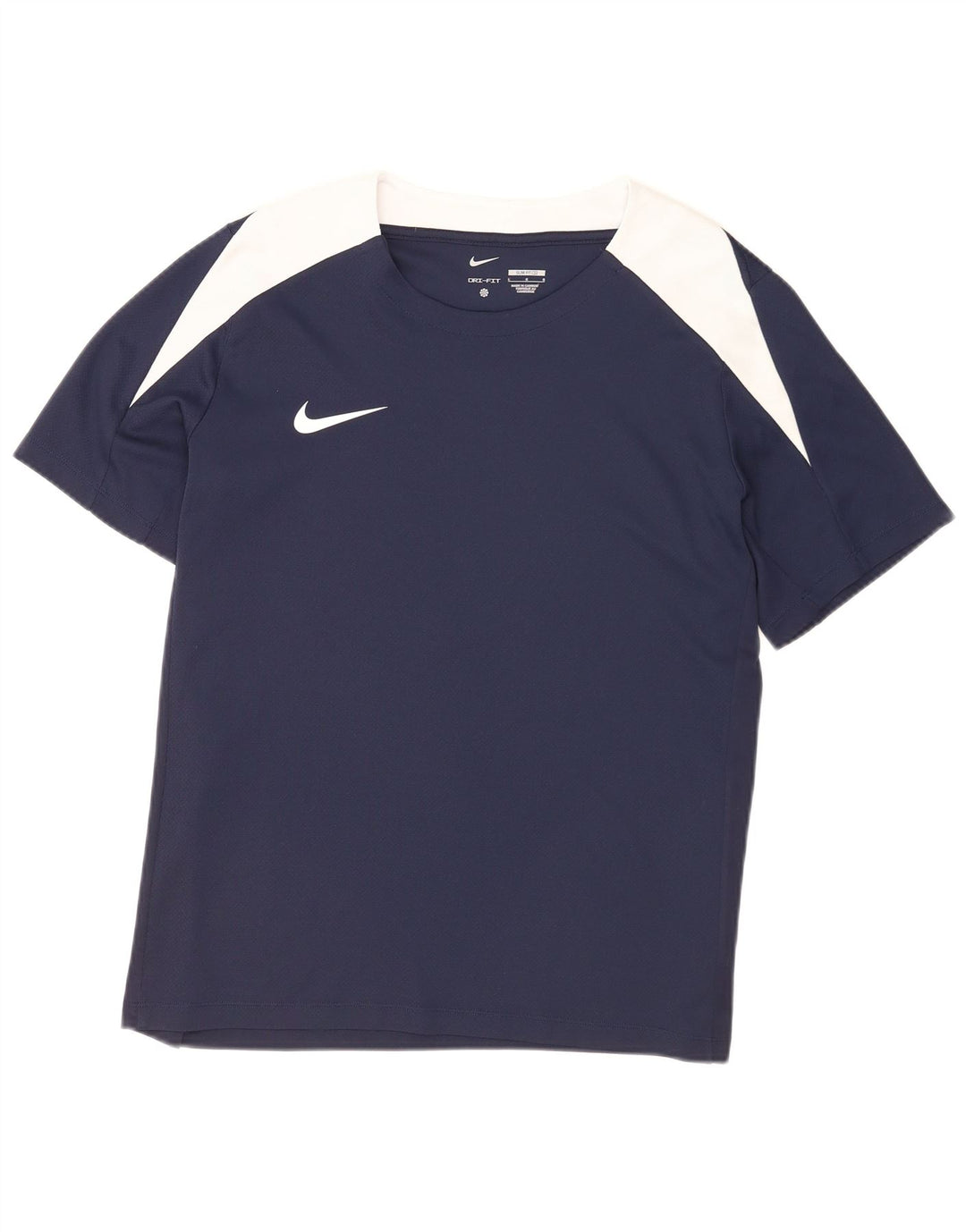 Nike Herren Dri Fit Slim T-Shirt-Oberteil, groß, marineblaues Farbblock-Polyester
