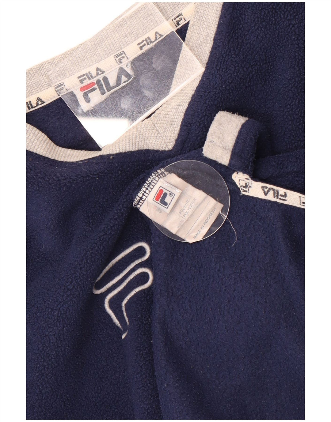 Fila Herren-Fleecepullover mit Grafik, groß, marineblaues Farbblock-Polyester