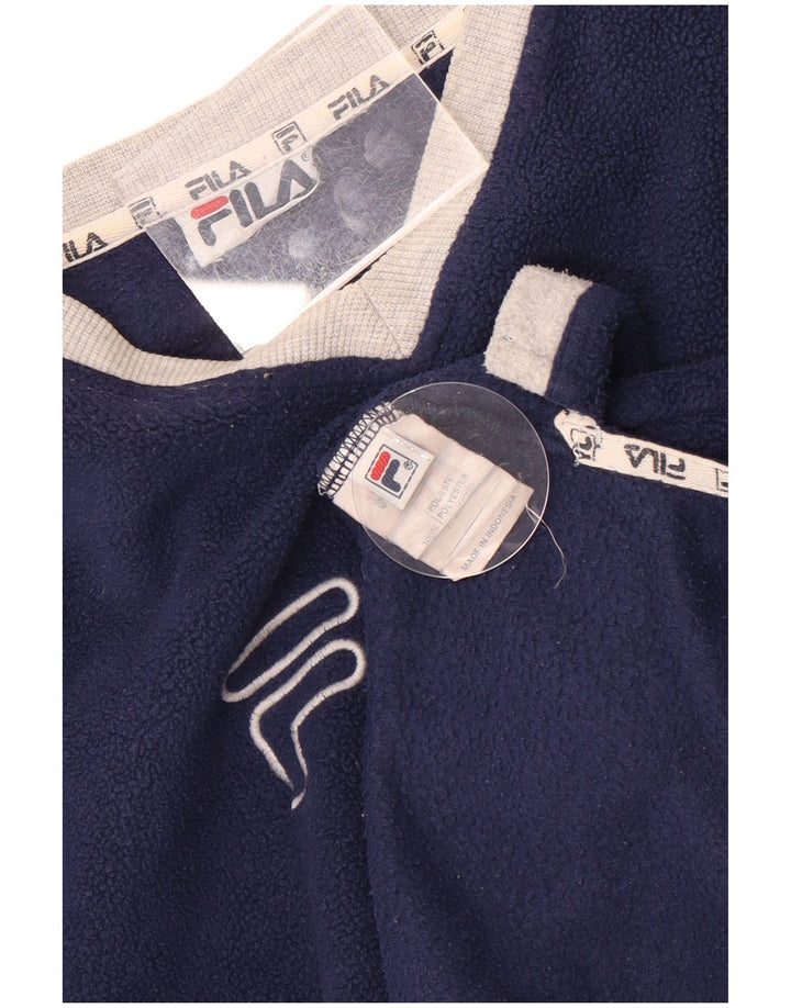 Fila Herren-Fleecepullover mit Grafik, groß, marineblaues Farbblock-Polyester