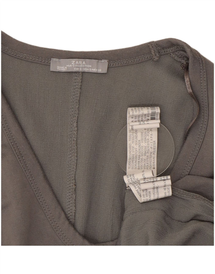 Zara Damen Asymmetrisches Blusenoberteil UK 10 Small Graue Viskose