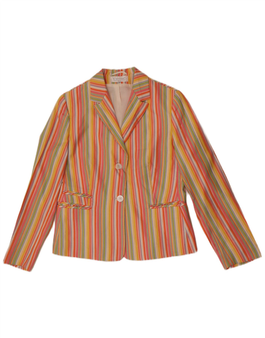 Clement Damen-Blazer mit 2 Knöpfen, EU 40, mittelmehrfarbig gestreift