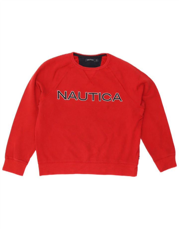 Nautica Herren-Sweatshirt mit Grafik, mittelrote Baumwolle