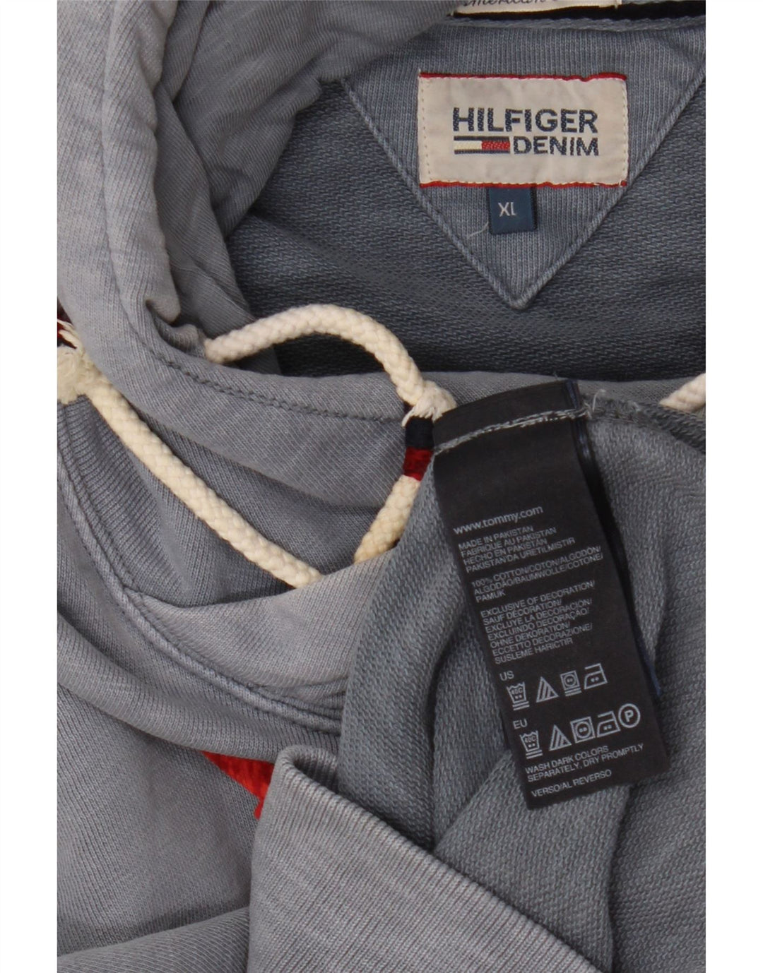 TOMMY HILFIGER Herren Graphic Hoodie Pullover XL Blaue Baumwolle