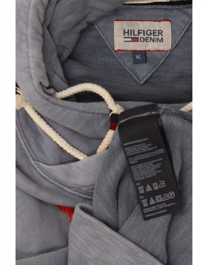 TOMMY HILFIGER Herren Graphic Hoodie Pullover XL Blaue Baumwolle
