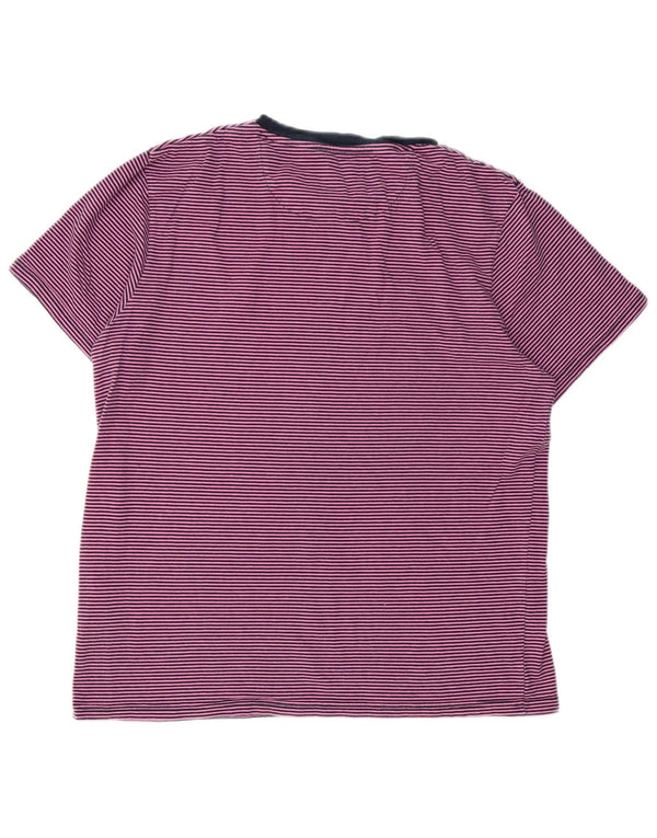 Lyle & Scott Damen T-Shirt Top UK 16 Large Lila Nadelstreifen Baumwolle