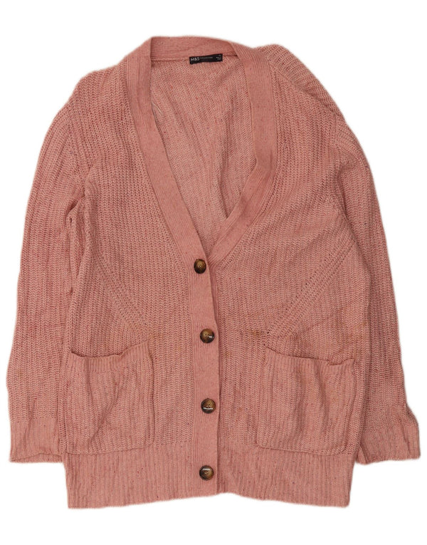 Marks & Spencer Damen Longline-Cardigan-Pullover UK 18 XL Rosa meliert