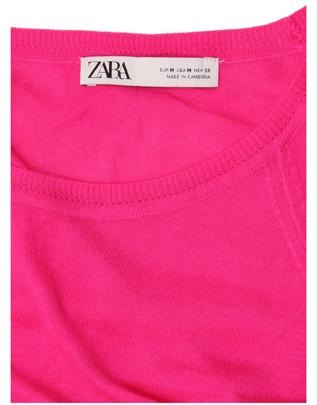 ZARA Damen-Pullover mit U-Boot-Ausschnitt, Gr. 14, Mittelrosa