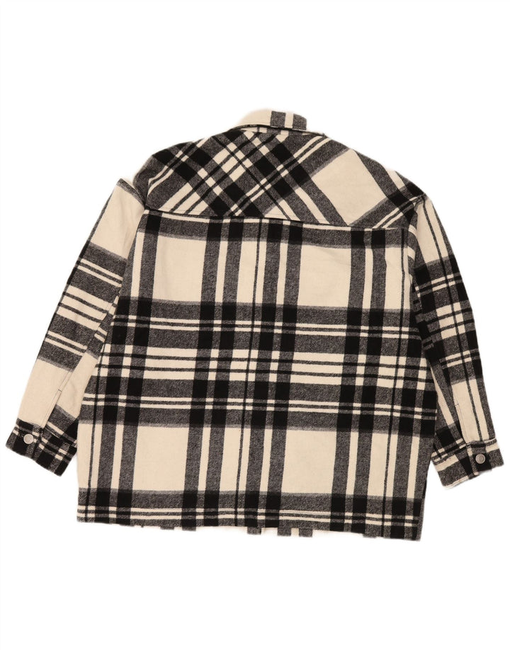 Übergroße Utility-Jacke von Zara für Damen, UK 14, mittelschwarz kariertes Polyester
