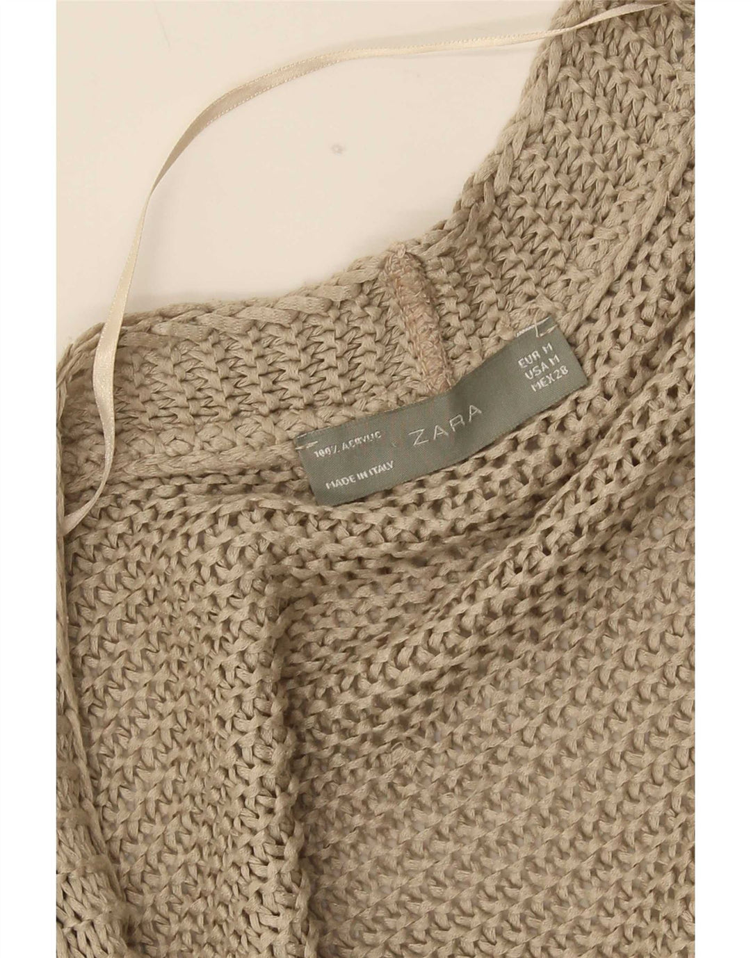 Zara Damen-Strickjacke, übergroß, lang geschnitten, offen, Gr. 14, Mittelbeige