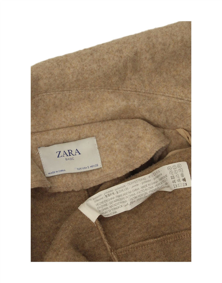 Zara Damen offener übergroßer Mantel UK 10 Small Beige Polyester
