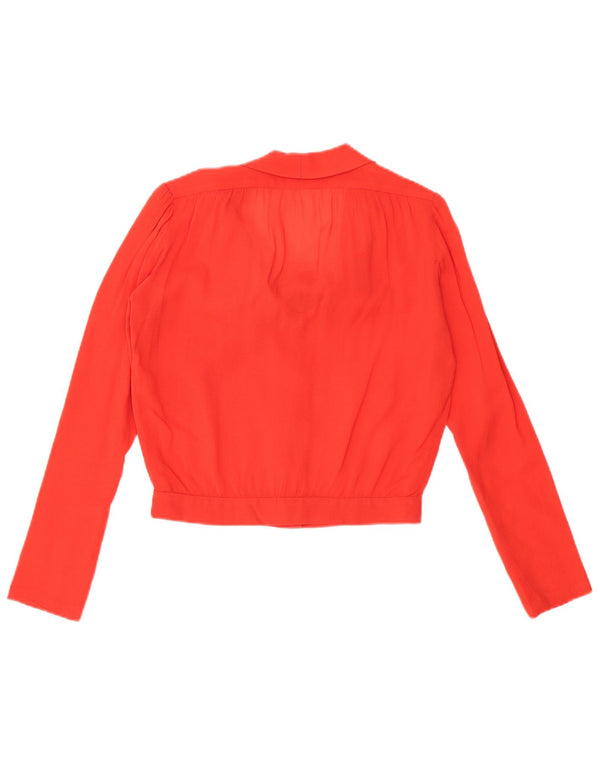 VINTAGE Damen-Hemdbluse mit Vorderkrawatte, durchsichtig, UK 16, Größe L, Rot