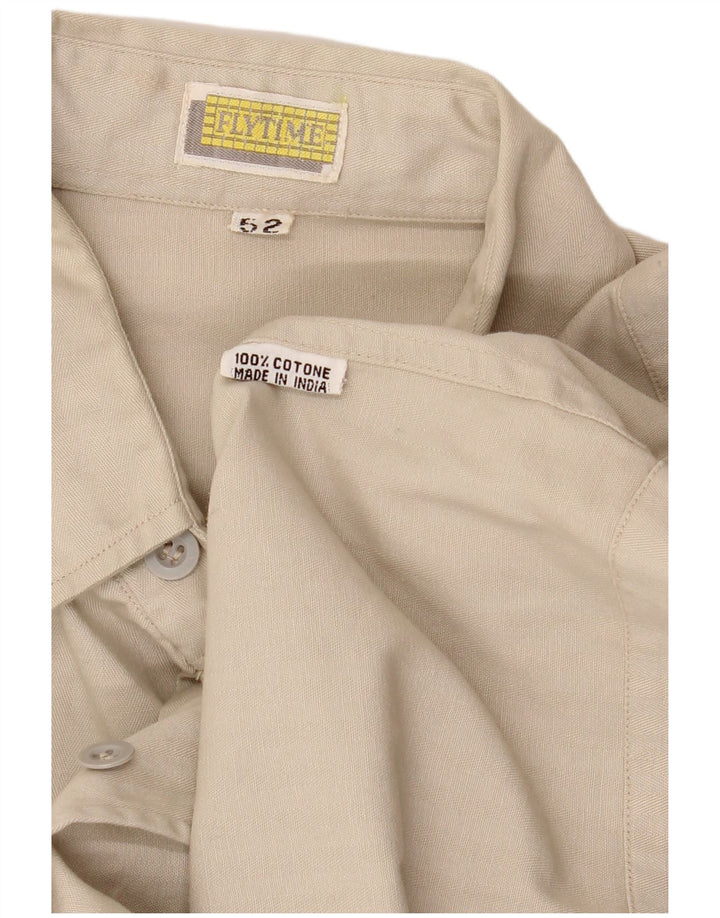 FLY TIME Herren-Militärhemd IT 52 Large Beige Baumwolle