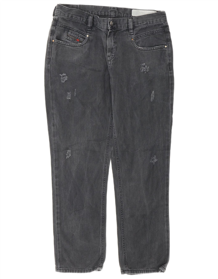Diesel Damen Belthy-Ankle Distressed Slim Straight Jeans W29 L27 Grau
