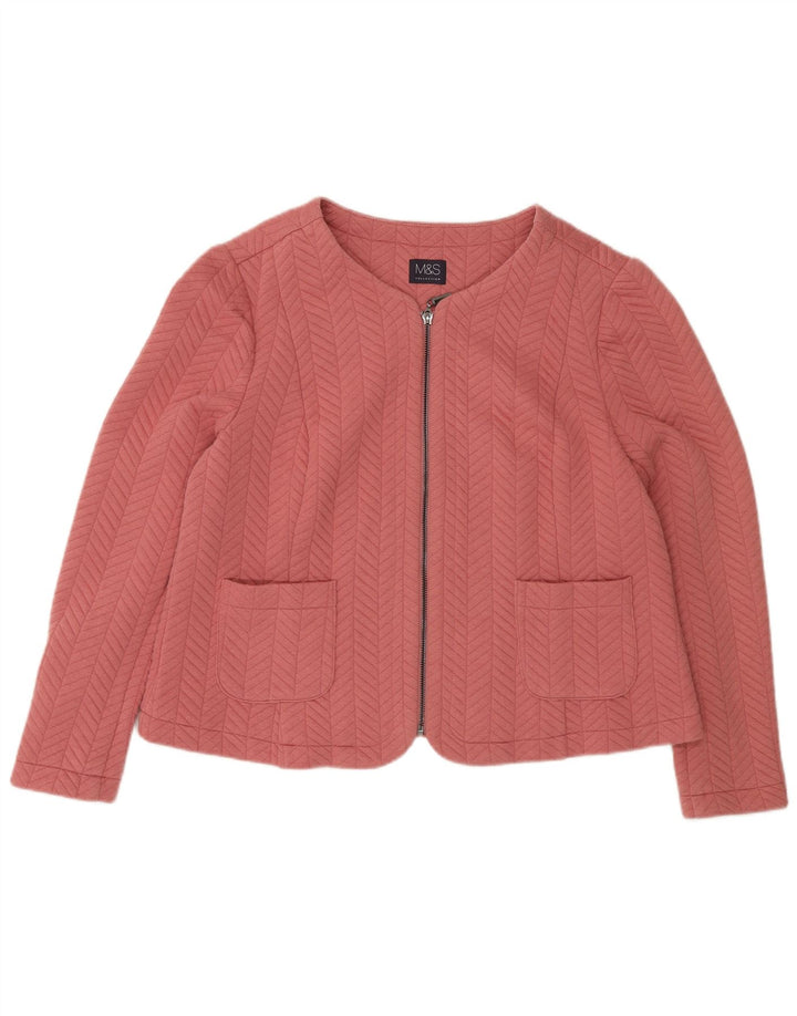 Marks & Spencer Damen-Blazer mit durchgehendem Reißverschluss, UK 20 2XL, rosa, Polyester