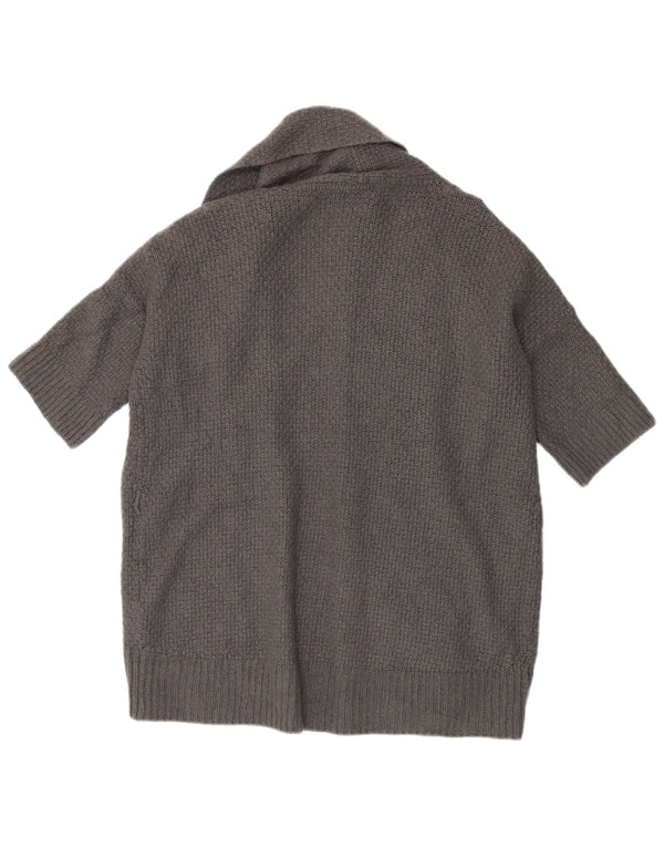 Massimo Dutti Damen-Strickjacke mit kurzen Ärmeln, UK 18, XL, graue Wolle