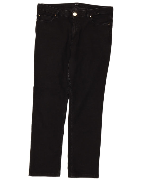 Marks & Spencer Damen kurze gerade Jeans UK 14 Large W34 L27 Schwarz