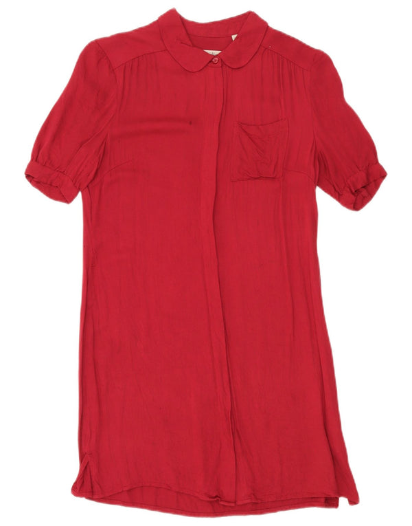 Jack Wills Damen-Hemdkleid mit kurzen Ärmeln, Gr. 8, Burgunderrot, Viskose