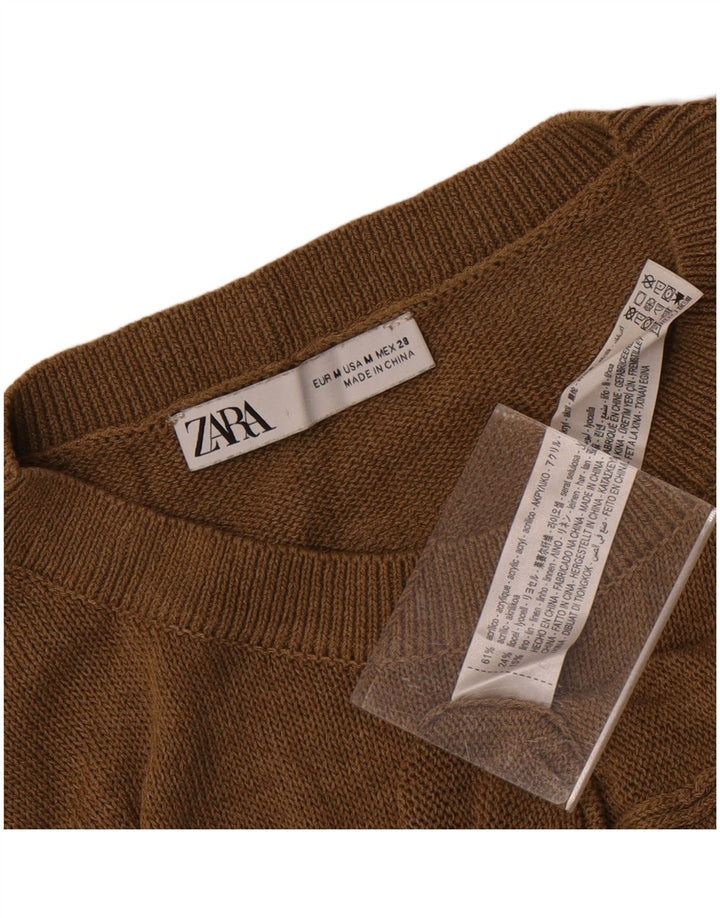 Zara Damen Crop Vest Top UK 14 Mittelbraunes Acryl