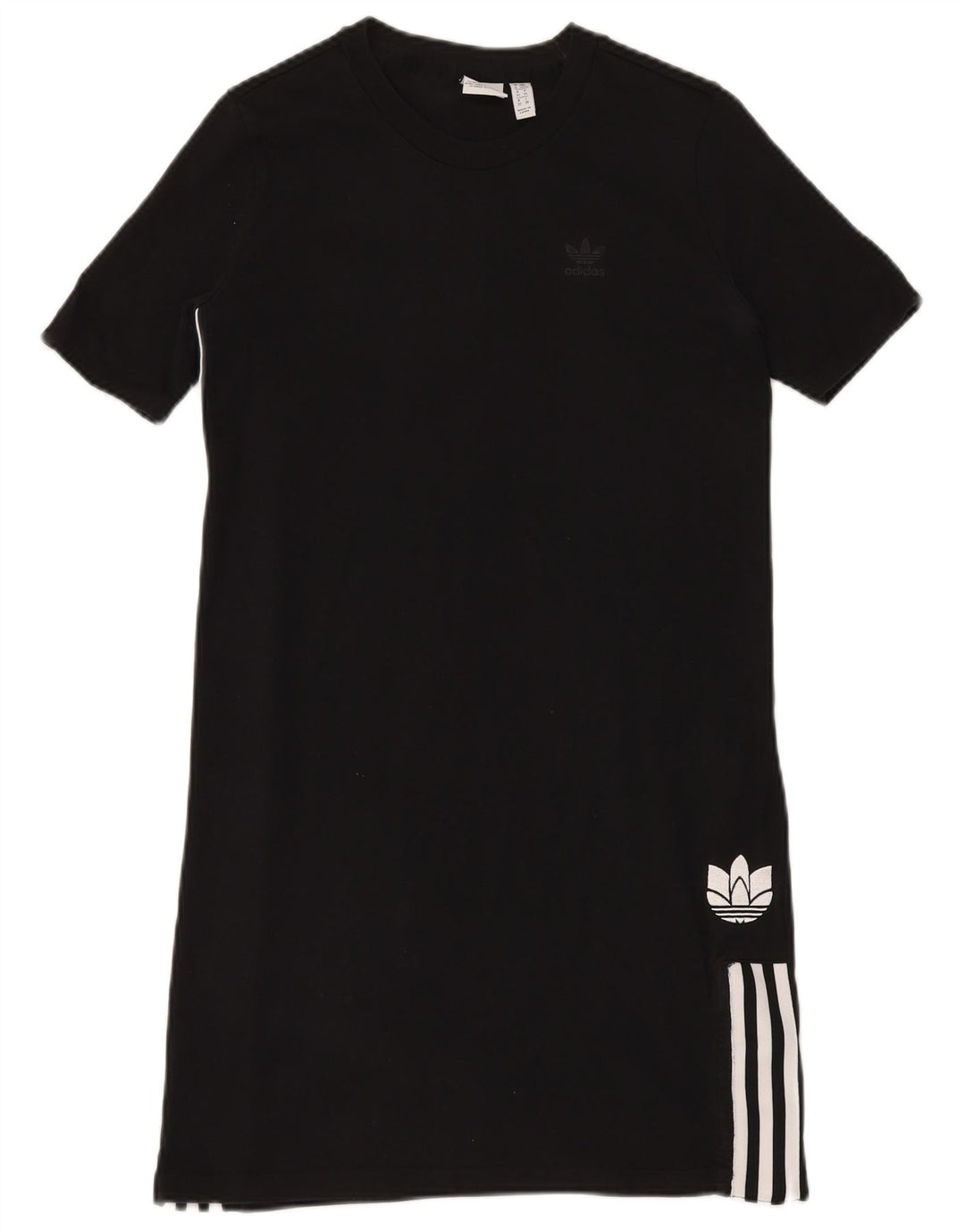 ADIDAS Damen T-Shirt Kleid UK 6 XS Schwarz Baumwolle