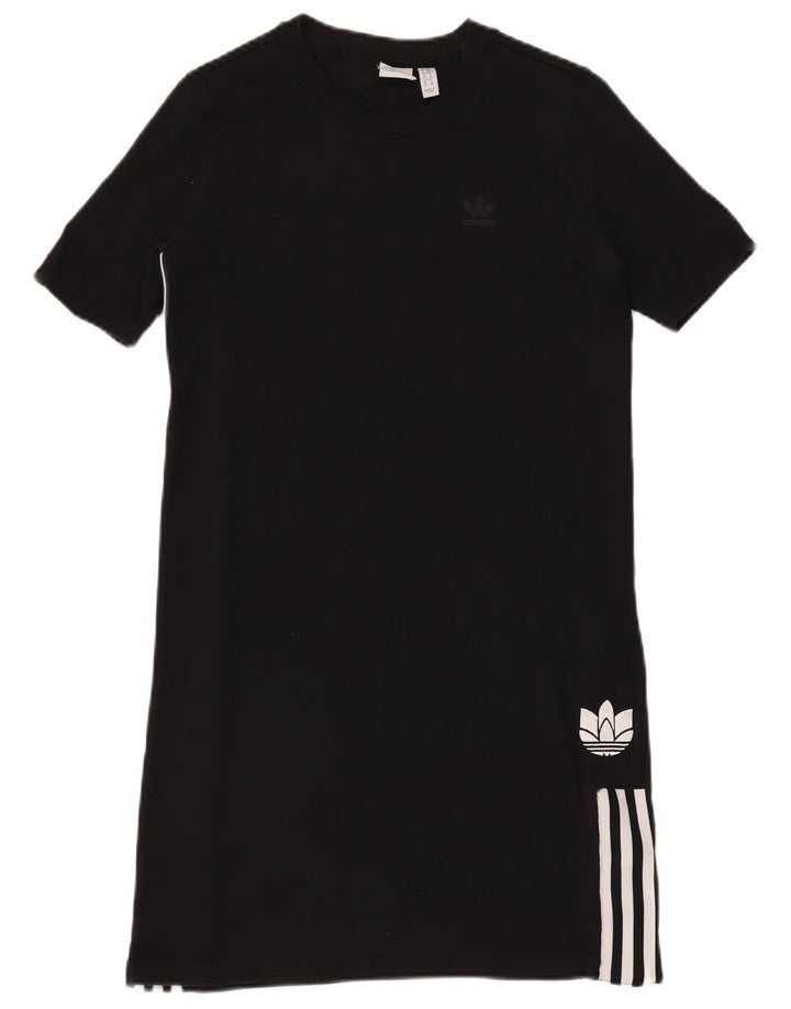 ADIDAS Damen T-Shirt Kleid UK 6 XS Schwarz Baumwolle