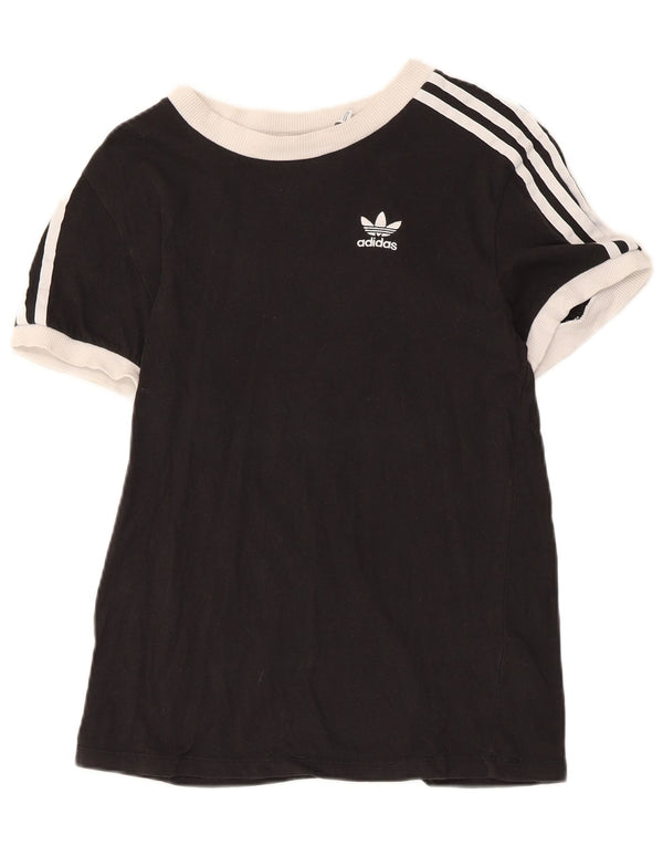 Adidas Damen T-Shirt Top UK 6 XS Schwarz Colourblock Baumwolle