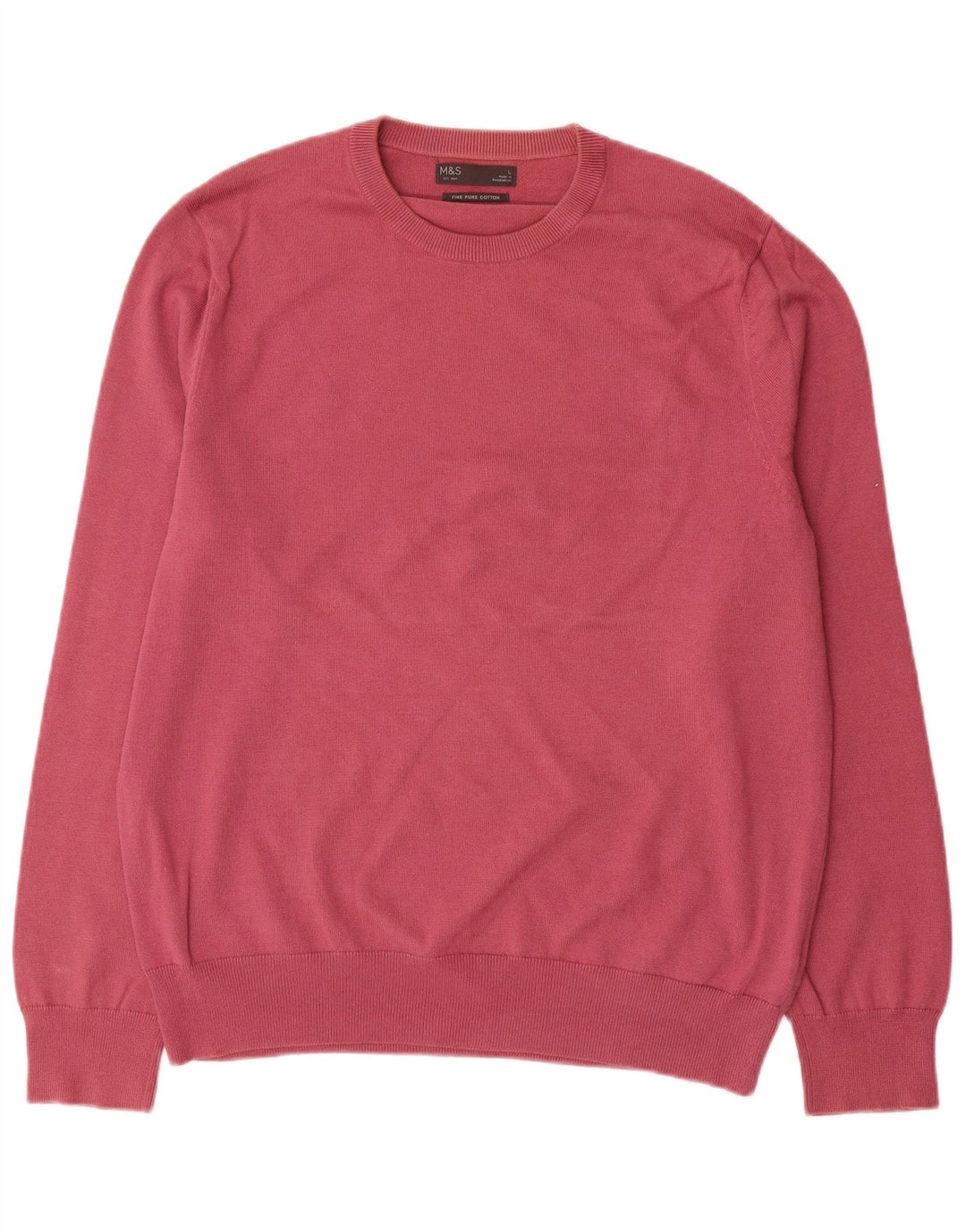 Marks & Spencer Herren-Pullover mit Rundhalsausschnitt, Größe L, aus roter Baumwolle