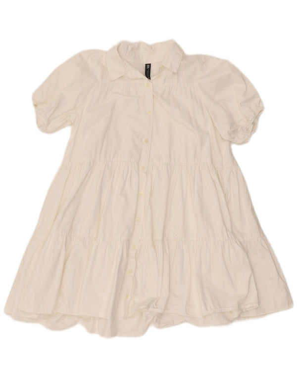 Zara Womens Short Sleeves Tunic Dress UK 6 XS White Cotton