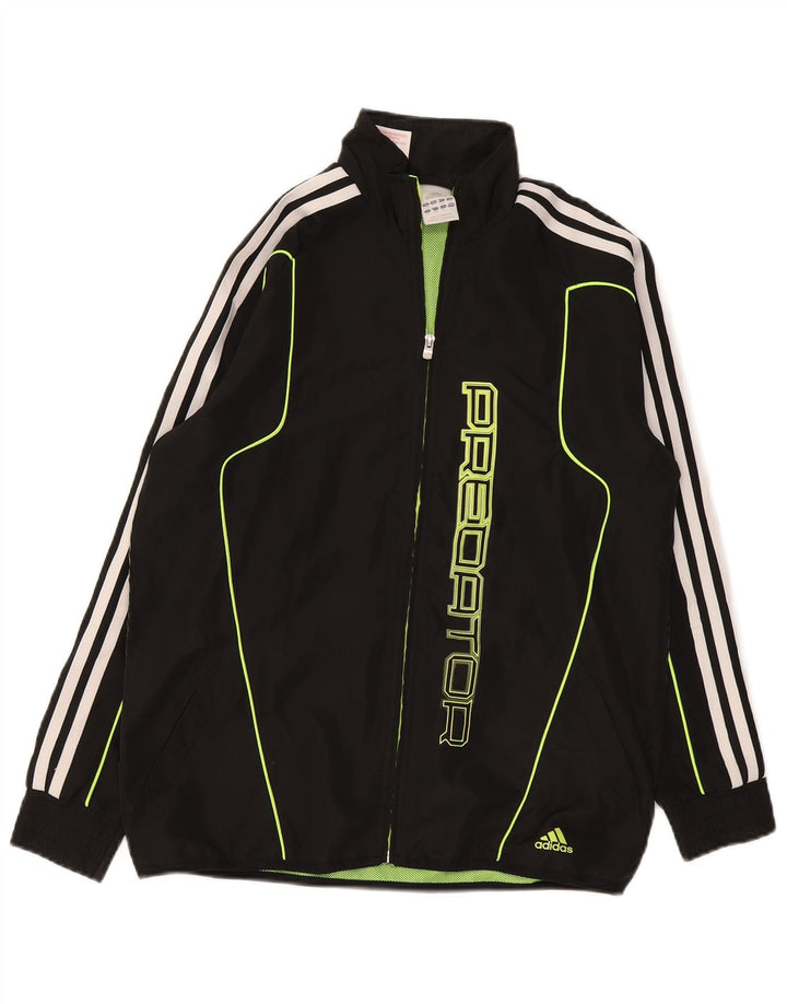 Adidas Jungen Grafik-Trainingsanzug-Top-Jacke, 13–14 Jahre, groß, schwarzes Polyester