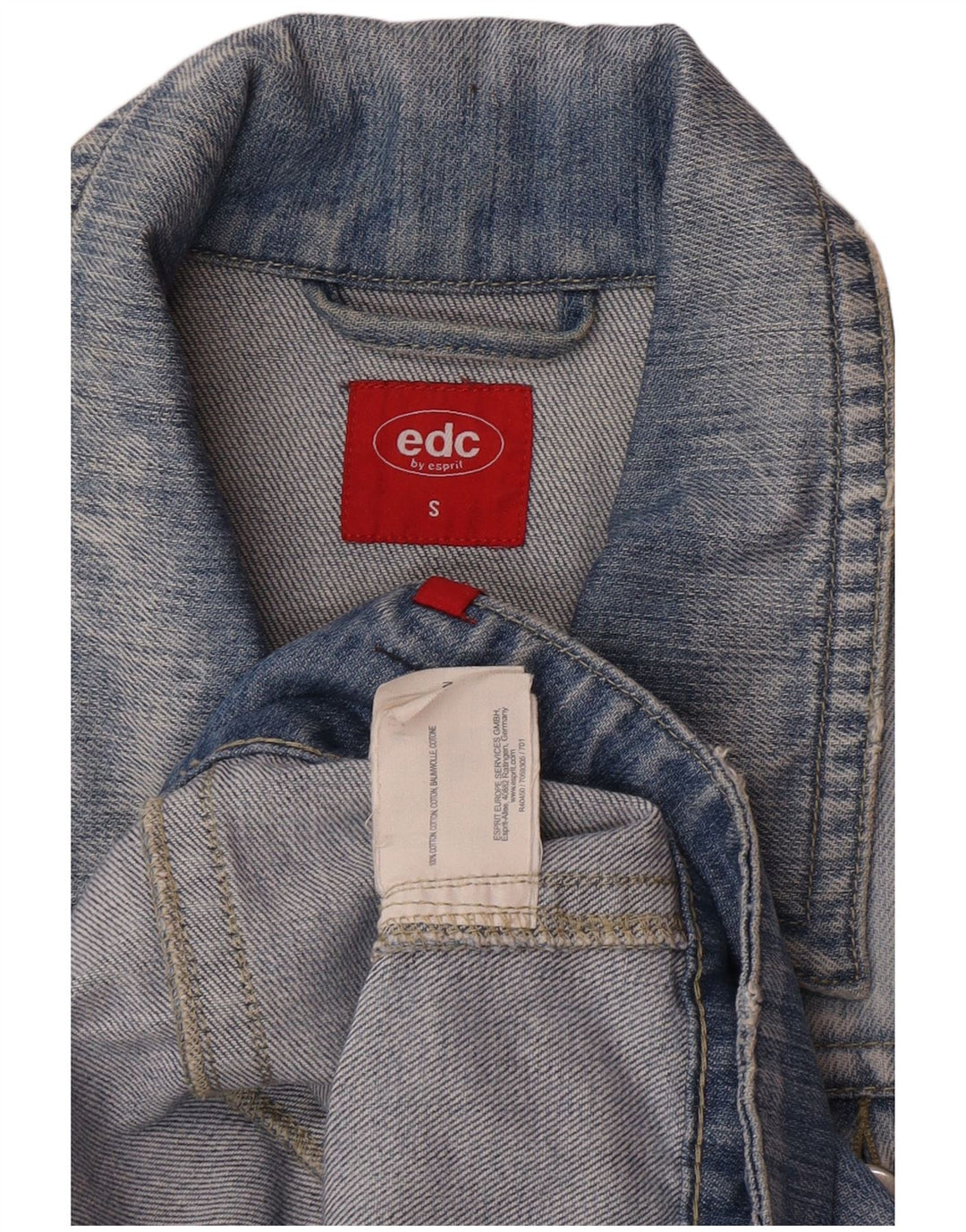 EDC Damen Crop Denim Jacke UK 10 Small Blaue Baumwolle